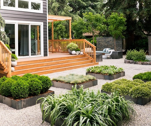 Zen Garden with Square Planters