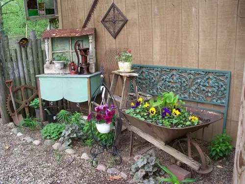 When 40 Cheap Flea Market Things Become Garden Decor 1