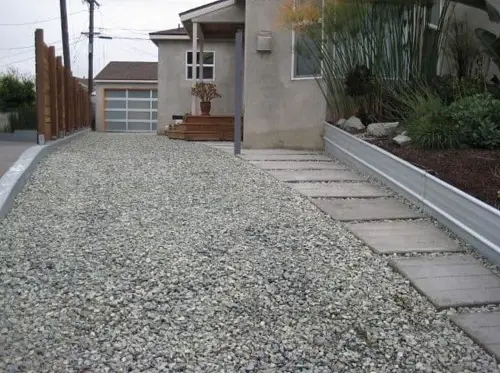 Gravel Driveway with Stone Slabs