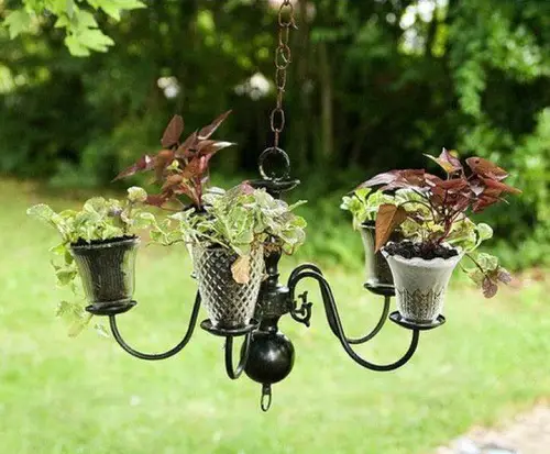 When 40 Cheap Flea Market Things Become Garden Chandelier Pot