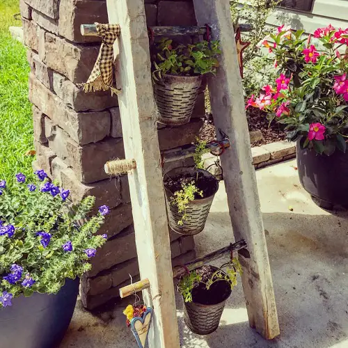 Ladder Herb Garden Ideas on brick