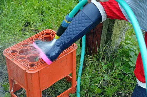 washing shoes after garden cleaning