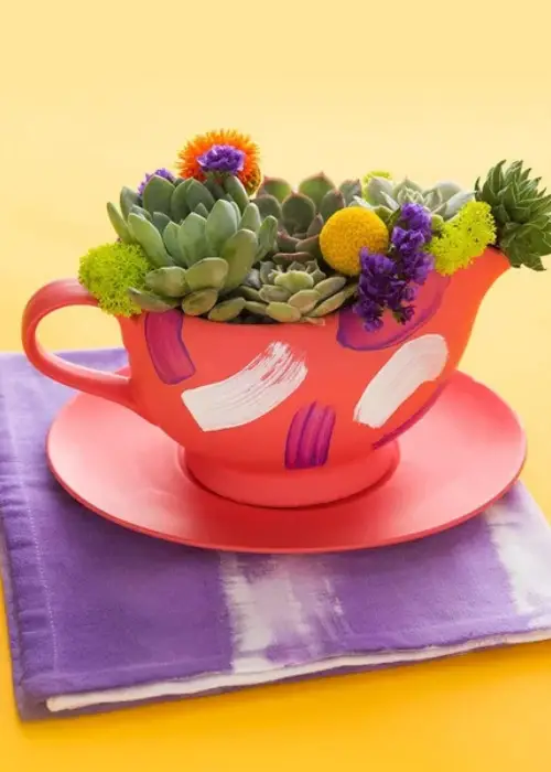 Painted Teapot Succulent Container Garden