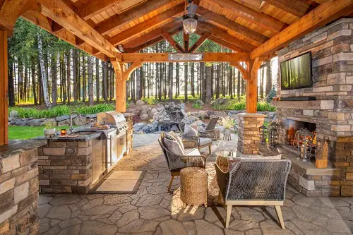 Wooden Roof Patio Kitchen