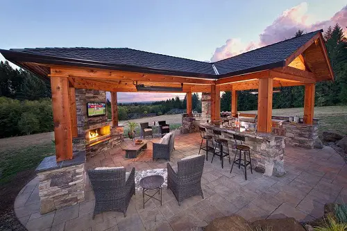 Wood Pavilion Outdoor Kitchen
