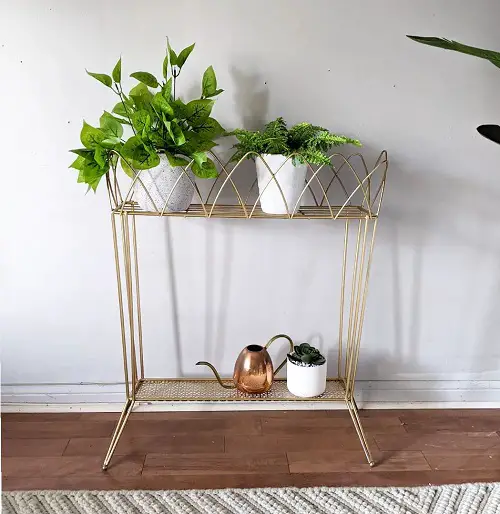 Cool DIY Antique and Vintage Plant Stand Ideas Golden Frame Plant Stand