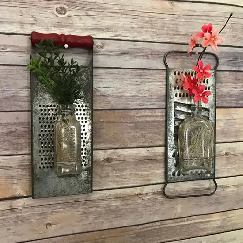 Fantastic Ideas on Succulents Planted Rasp Grater and Glass Bottles