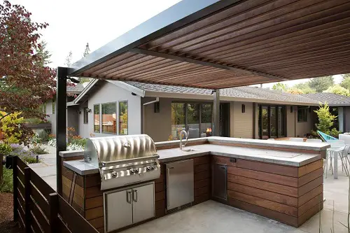 Outdoor Kitchen With Stainless Appliances