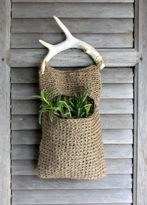 Wall Decor with Burlap and Antler
