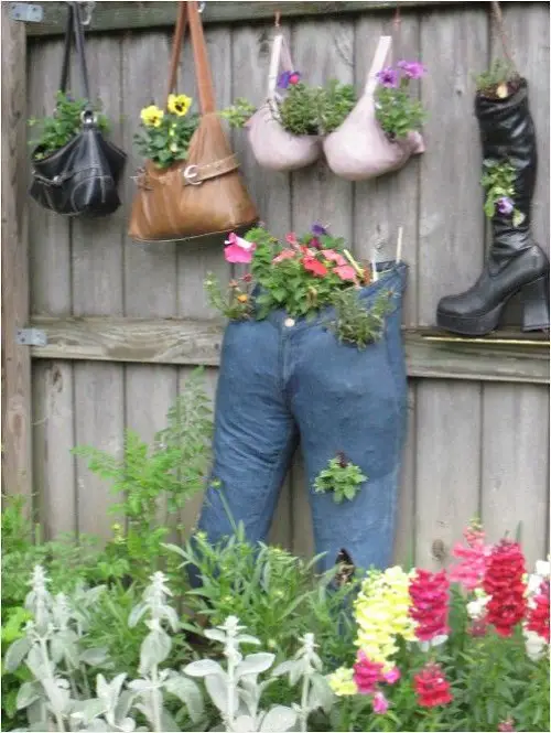Upcycled Bra and Purse Gardens