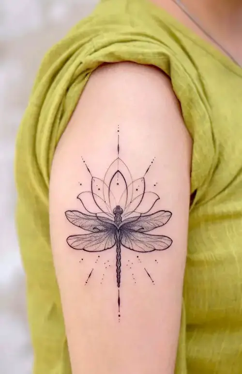 Lotus Dragonfly Tattoo