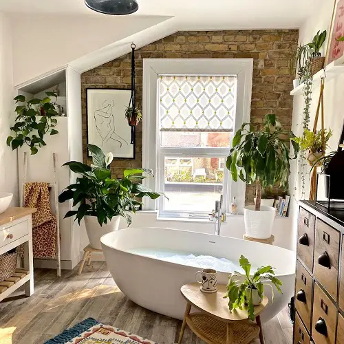 athroom into a lush, green oasis