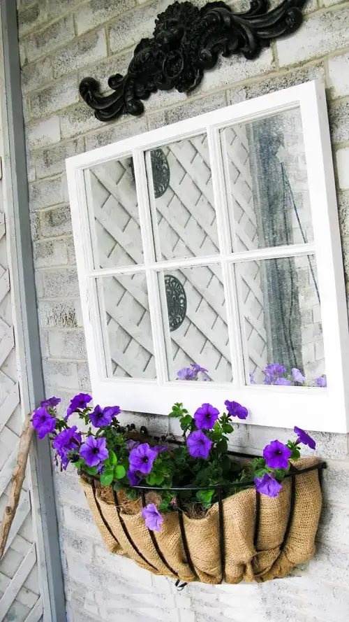 Burlap and Metal Planter for the Window