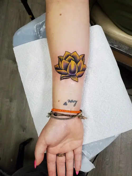 Yellow Lotus Flower Tattoo