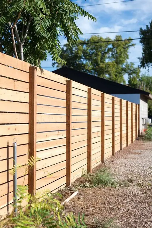back yard Horizontal Slat Fence
