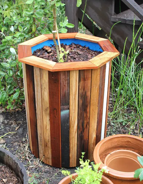 Drilled Drum Wood Planter
