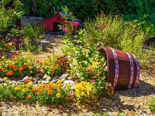 Whiskey Barrel Planters Tipped Planter