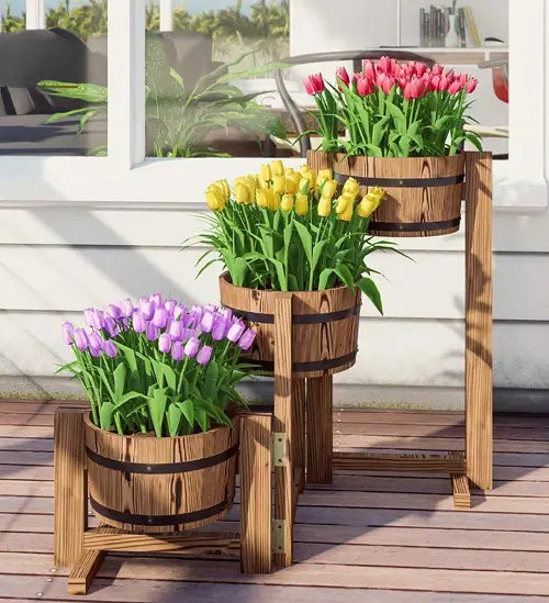 Whiskey Barrel Planters Multi-Level Planter