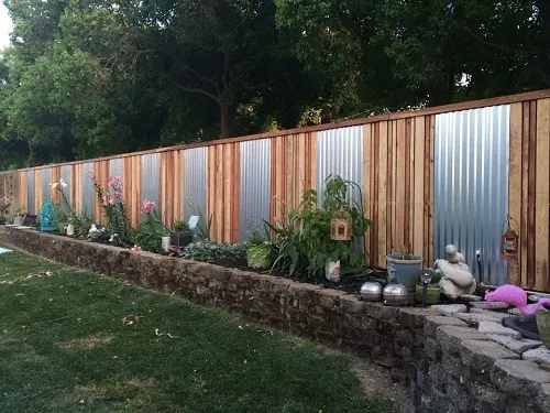 backyard Metal and Wood Fence