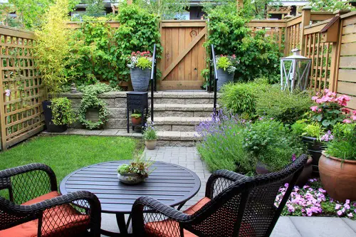 backyard Wooden Fence for a Tiered Garden