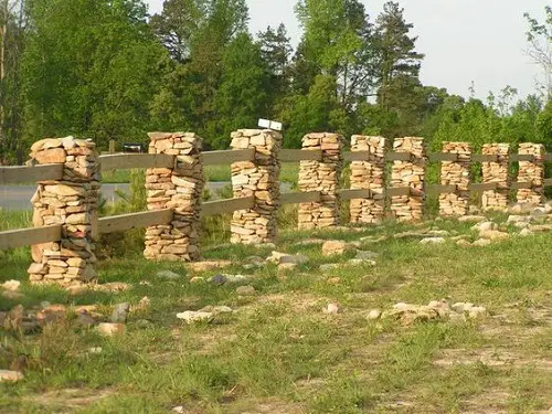 Stone and Wood Combination Fence