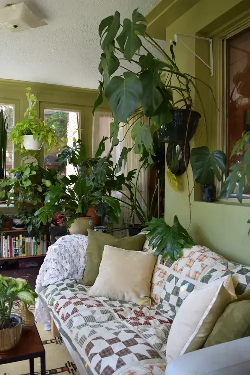 Unique Wall Behind Sofa Decor Ideas with Plants 9