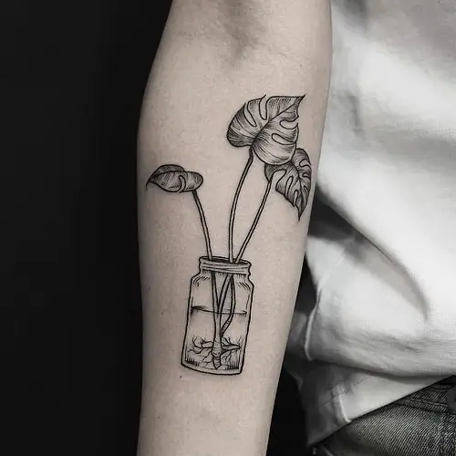 Monstera in a Jar tattoo