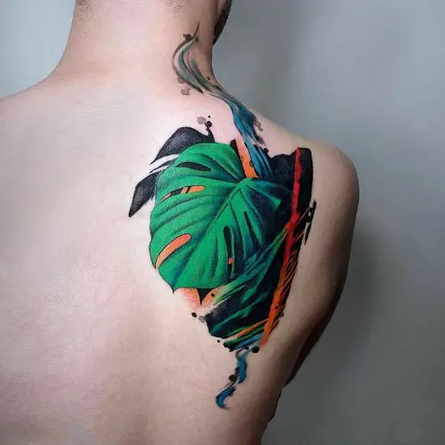 Artistic Monstera Leaf tattoo