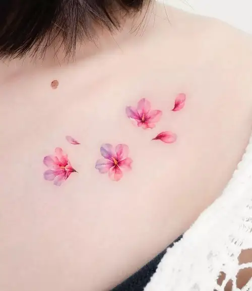 Small Pink Hibiscus tattoo 15