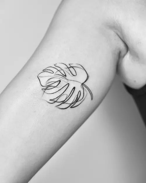 Minimal Monstera Leaf Tattoo