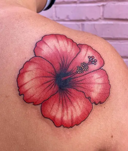Realistic Hibiscus tattoo