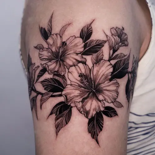 Shaded Hibiscus Tattoo