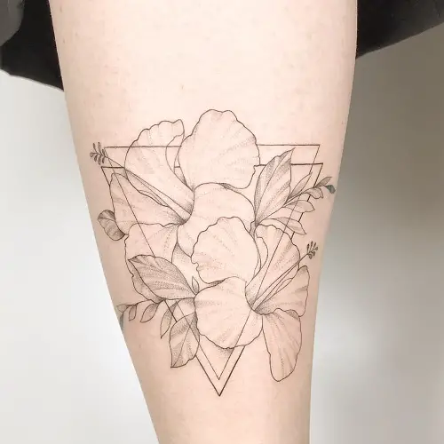 Hibiscus in Inverted Triangles tattoo 44