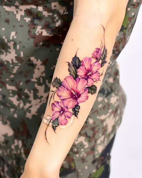 Colored Hibiscus tattoo 5
