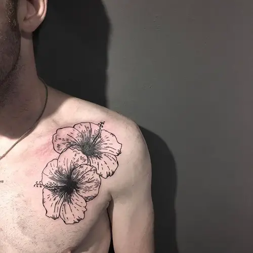 Hibiscus Chest Piece  tattoo 54