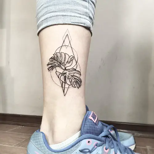 Monstera with Geometrical Patterns tattoo