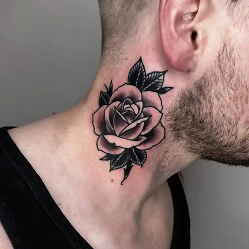 Rose Neck Tattoo Men