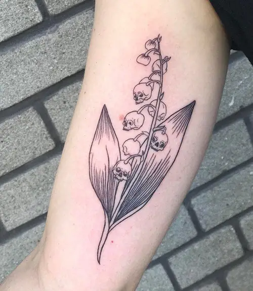 Lily of the Valley with Skulls tattoo