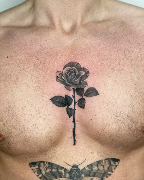 Rose Chest Piece tattoos for men 16