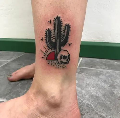 Cactus and Skull Tattoo