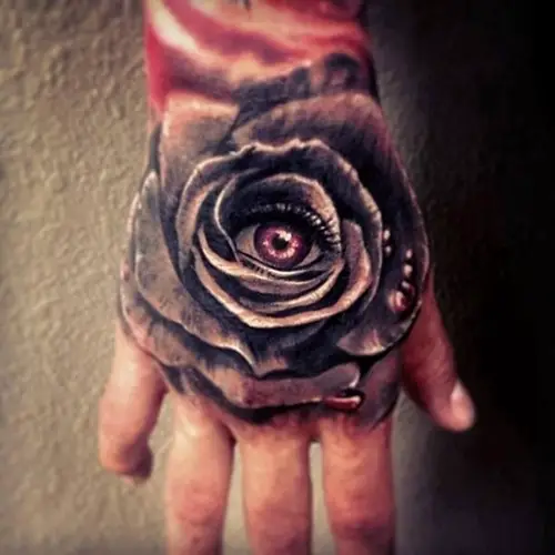 3-D Eye in Rose Tattoo