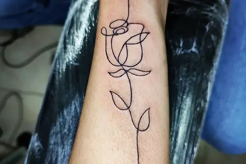 Single Line Rose Tattoo