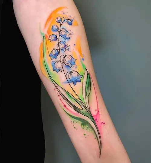 Lily of the Valley with Colorful Splashes tattoo