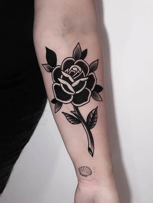 Gorgeous Black and White Rose tattoo