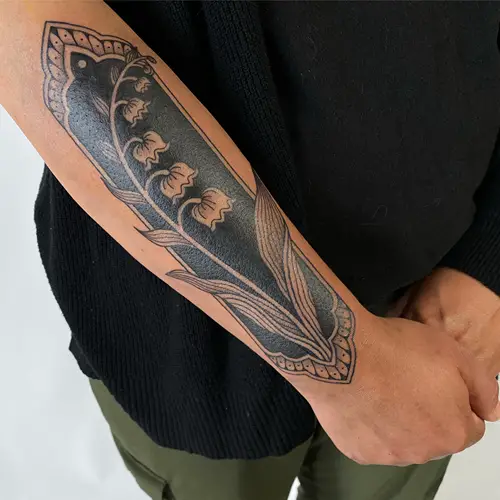 Dark Lily of the Valley Sleeve tattoo
