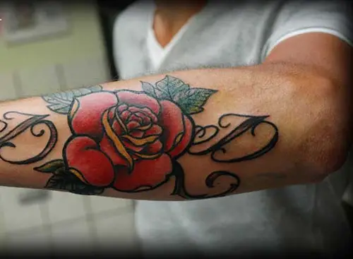 Rose with Initials tattoo