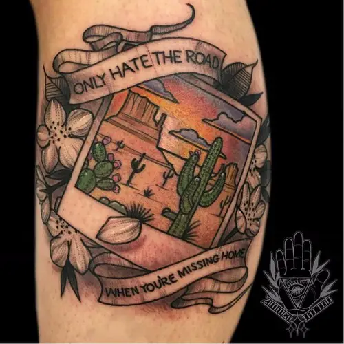 Desert Landscape in a Postcard tattoo