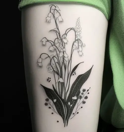Lily of the Valley with Baby’s Breath tattoo