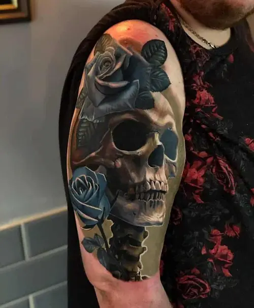 Skull and Blue Roses for men 29
