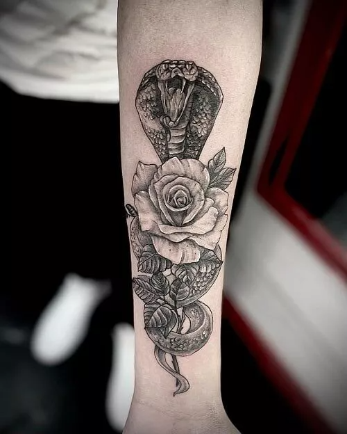 Snake and Rose Tattoo for Men
